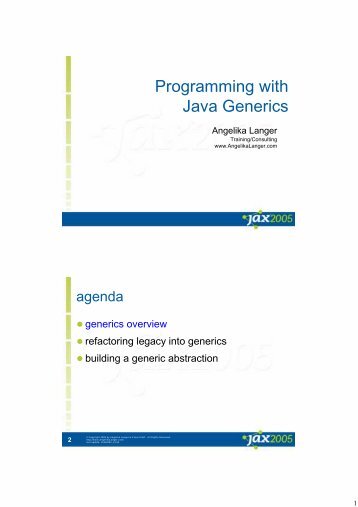 Programming with Java Generics - Angelika Langer