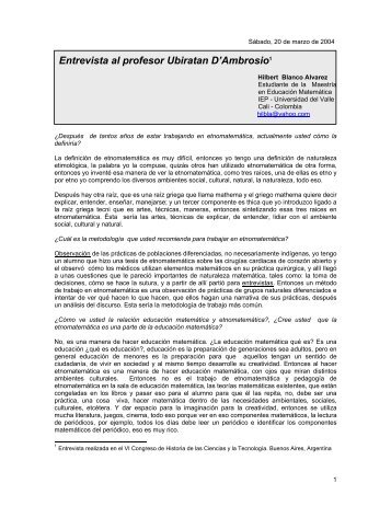 Entrevista al profesor Ubiratan D'Ambrosio