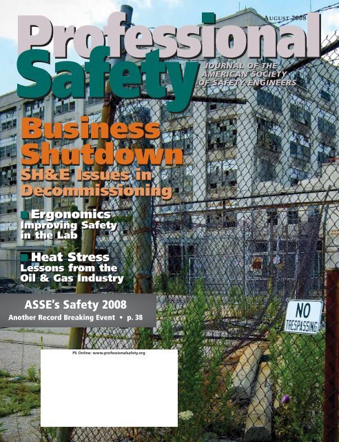 Safety 2008 - ASSE - American Society of Safety Engineers