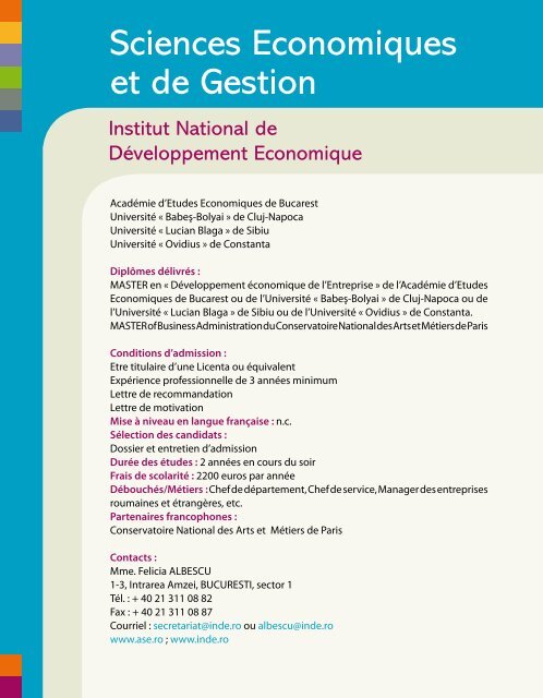 Les formations universitaires francophones en Roumanie