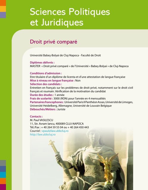 Les formations universitaires francophones en Roumanie