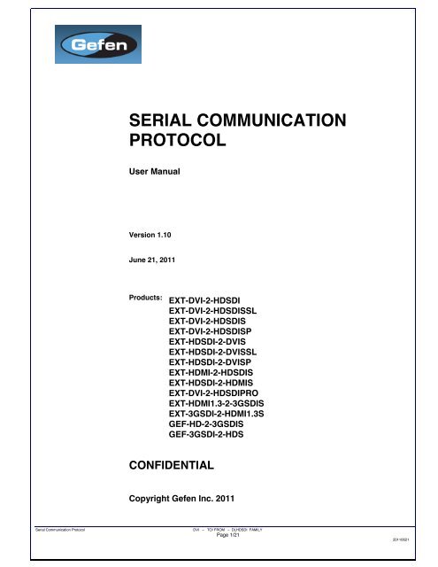 SERIAL COMMUNICATION PROTOCOL - Gefen