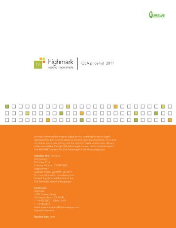 GSA price list 2011 - Highmark