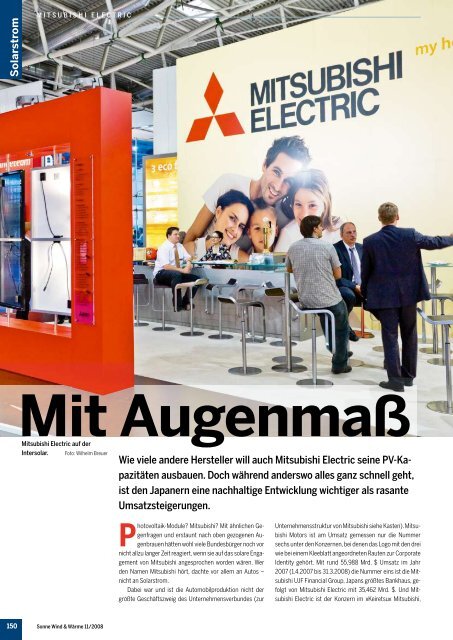 Wie viele andere Hersteller will auch Mitsubishi Electric seine PV-Ka ...