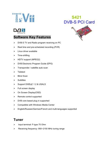 S421 DVB-S PCI Card - Tevii