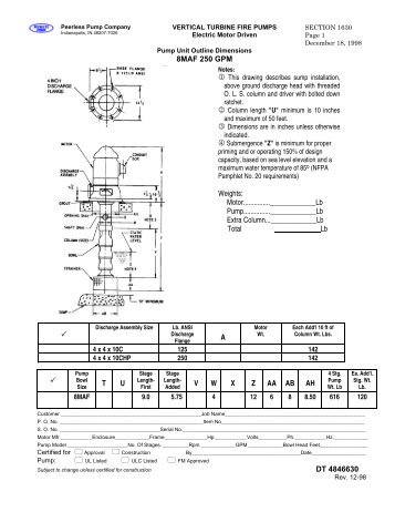 8MAF 250 GPM Weights - Peerless Pump