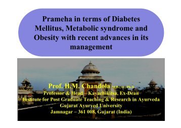 Prameha in terms of Diabetes Mellitus, Metabolic syndrome and ...