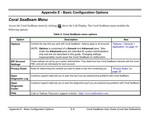 Coral SeaBeam Softphone User Guide (for Coral ... - Tadiran Telecom