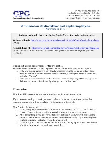 A Tutorial on CaptionMaker and Captioning Styles - Cpc