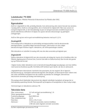 Uhlenbrock Lokdecoder AnDi 75 000 - Digital tog og digital ...