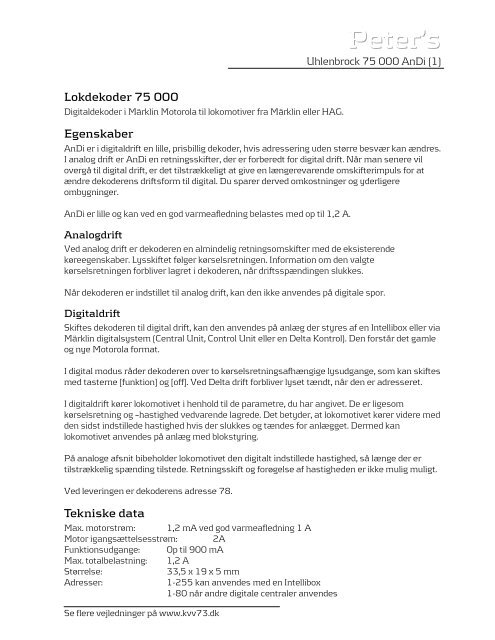 Uhlenbrock Lokdecoder AnDi 75 000 - Digital tog og digital ...