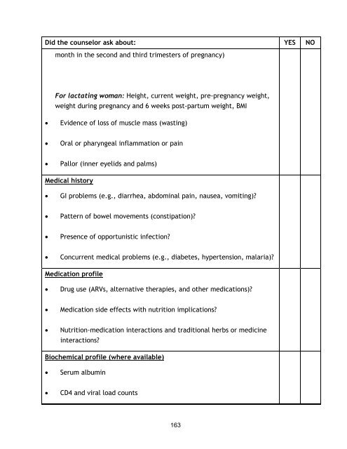 Nutrition and HIV/AIDS: A Training Manual - Linkages Project