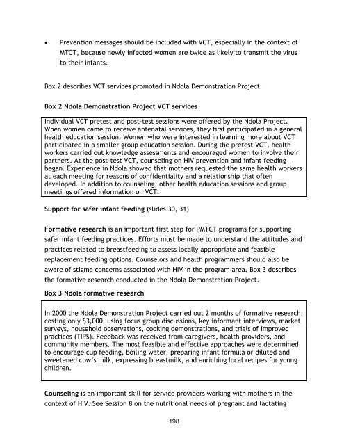 Nutrition and HIV/AIDS: A Training Manual - Linkages Project