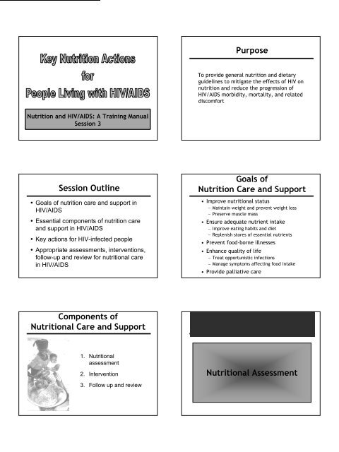 Nutrition and HIV/AIDS: A Training Manual - Linkages Project