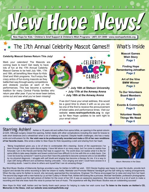 The 17th Annual Celebrity Mascot Games!! - New Hope for Kids