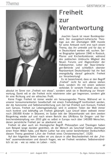 GeistReich 3/2012 - Evangelische Kirchengemeinde