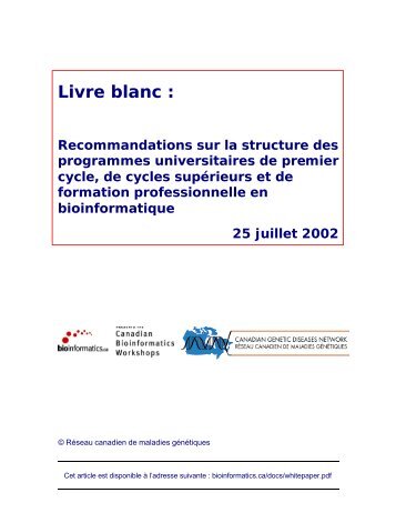 Livre Blanc sur la bioinformatique - BioTalent Canada