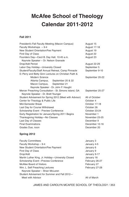 Atlanta Campus Catalog 2011-2012 - Mercer University