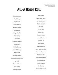 ALL-A HONOR ROLL - North Elementary School