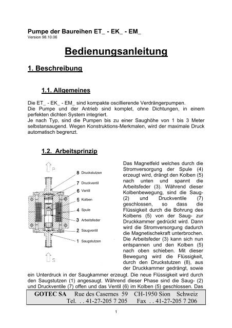 Gebrauchsanweisung - Gotec SA