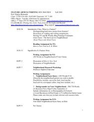 Syllabus for Feature Writing Fall 2010, Prof. Bernstein - Blogs@Baruch