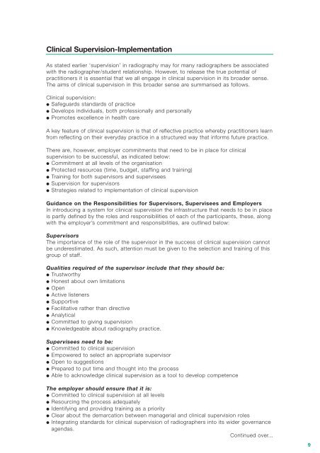 Clinical Supervision Framework - Society of Radiographers