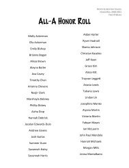 ALL-A HONOR ROLL - North Elementary School