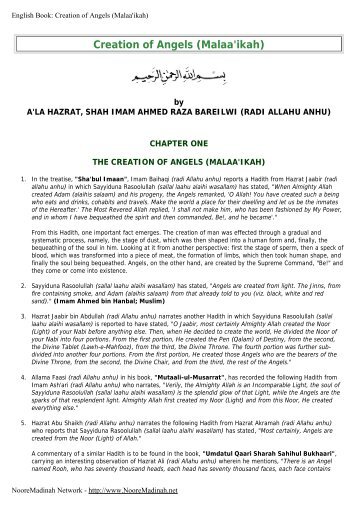 Creation of Angels (Malaa'ikah) - Noore Madinah Network
