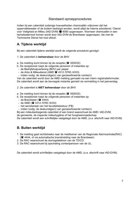 Calamiteitenplan v. Steenis-gebouw & laboratoria