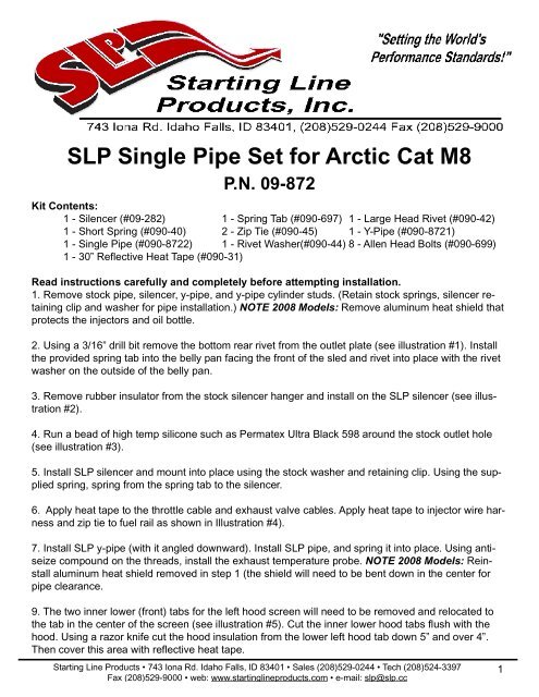 SLP Single Pipe Set for Arctic Cat M8 - Hi-Performance Engineering
