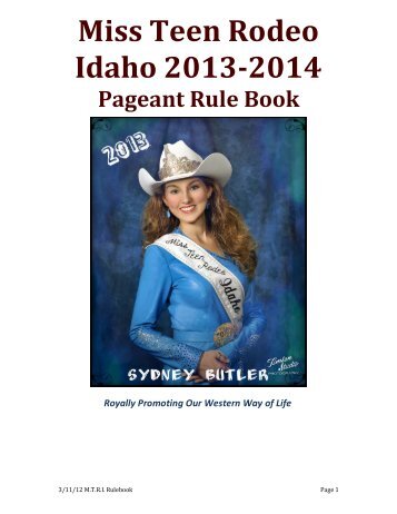 Official Rule Book - Miss Rodeo Idaho