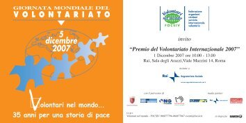 invito programma Premio del Volontariato Internazionale - Anima