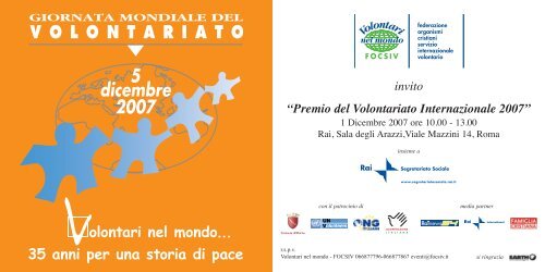 invito programma Premio del Volontariato Internazionale - Anima