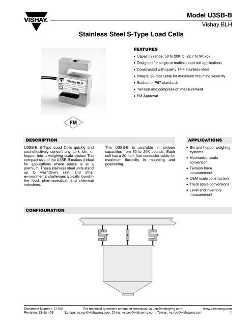 Model U3SB-B Stainless Steel S-Type Load Cells - Digitrol