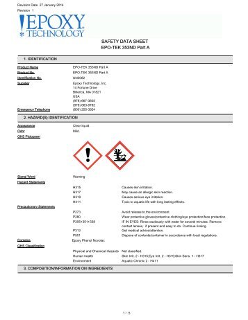 MSDS - AngstromBondÂ® Epo-Tek 353ND A and B