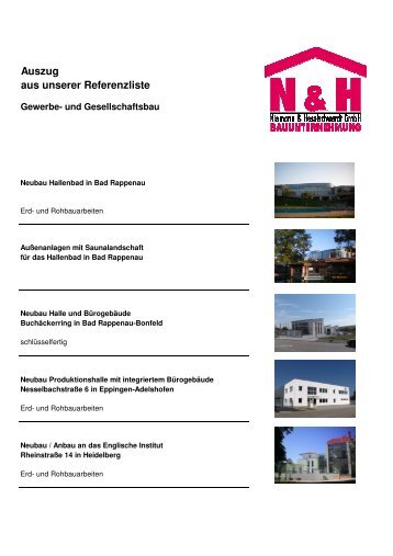 Auszug aus unserer Referenzliste - Niemann Bau