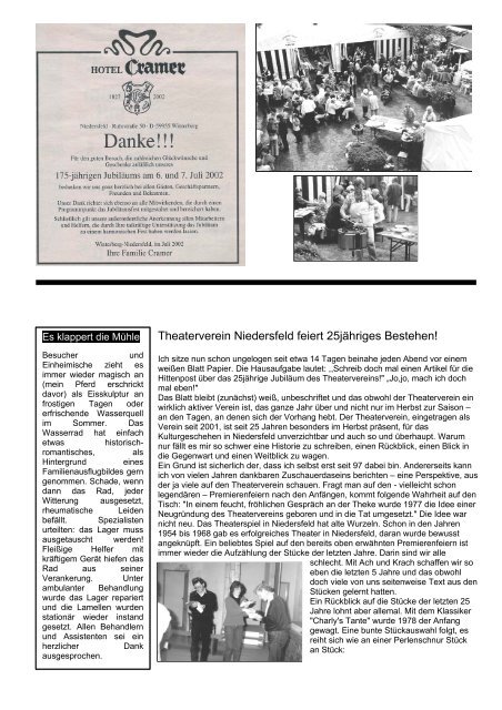 HITTENPOST Zeitung für Niedersfeld