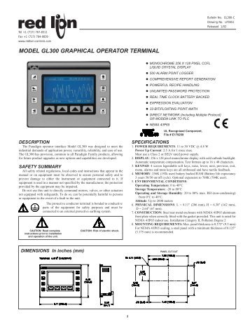 GL300 Data Sheet/Manual - Obsolete Product ... - Red Lion Controls