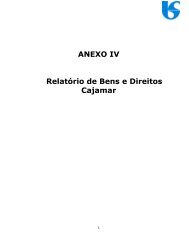ANEXO IV Relatório de Bens e Direitos Cajamar