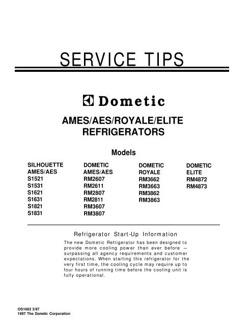 Dometic Service Manual - Bryant RV Services