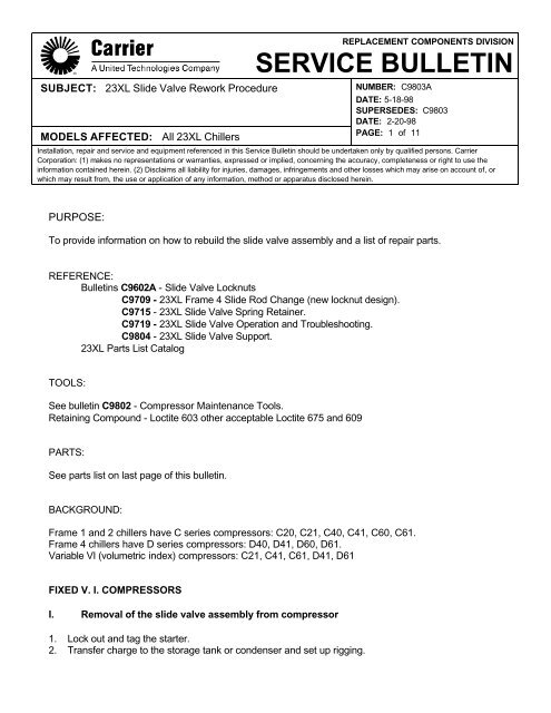 SERVICE BULLETIN - Docs.hvacpartners.com