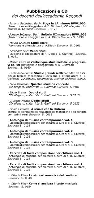 CORSI ANNUALI DI INTERPRETAZIONE - Accademia G. Regondi