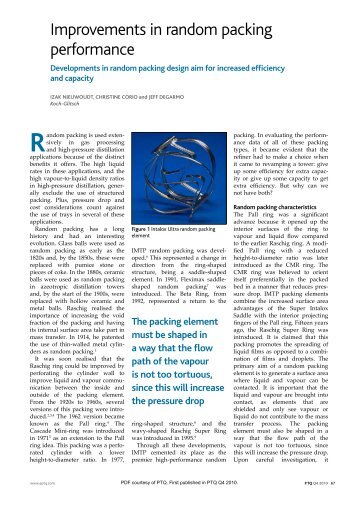 Improvements in random packing performance - Koch-Glitsch