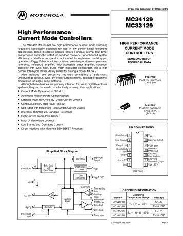 MC34129 MC33129 High Performance Current Mode Controllers