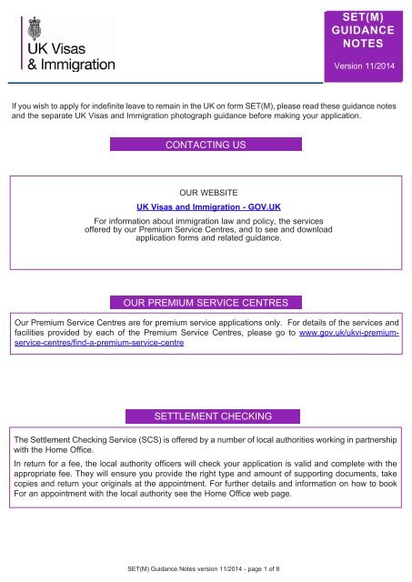 SET(M) GUIDANCE NOTES - UK Border Agency - the Home Office