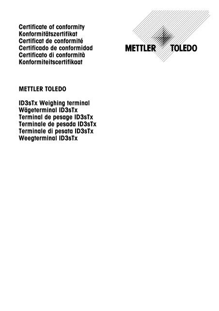 certificat de conformitÃ© - METTLER TOLEDO