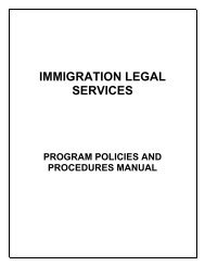 Immigration Legal Services Program Policies and Procedures Manual