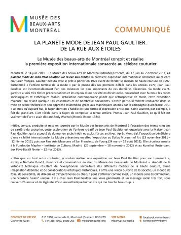 LA PLANETE MODE DE JEAN PAUL GAULTIER - Musée des beaux ...