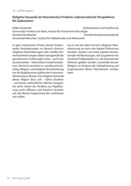 DGV-Tagung 2007 - Deutsche Gesellschaft fÃ¼r VÃ¶lkerkunde