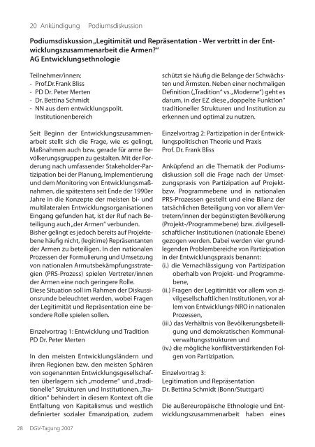 DGV-Tagung 2007 - Deutsche Gesellschaft fÃ¼r VÃ¶lkerkunde